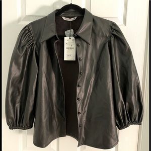 Zara black faux leather jacket